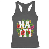 Haiti Tropical Floral Hibiscus Palm Leaves Island Graphic Racerback Tank Top Haitian Heritage Pride