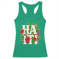 Haiti Tropical Floral Hibiscus Palm Leaves Island Graphic Racerback Tank Top Haitian Heritage Pride