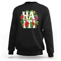 Haiti Tropical Floral Hibiscus Palm Leaves Island Graphic Sweatshirt Haitian Heritage Pride