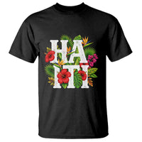 Haiti Tropical Floral Hibiscus Palm Leaves Island Graphic T Shirt Haitian Heritage Pride