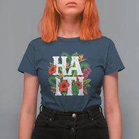 Haiti Tropical Floral Hibiscus Palm Leaves Island Graphic T Shirt For Women Haitian Heritage Pride