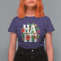 Haiti Tropical Floral Hibiscus Palm Leaves Island Graphic T Shirt For Women Haitian Heritage Pride
