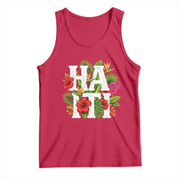 Haiti Tropical Floral Hibiscus Palm Leaves Island Graphic Tank Top Haitian Heritage Pride