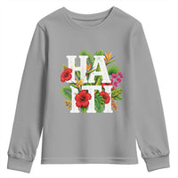 Haiti Tropical Floral Hibiscus Palm Leaves Island Graphic Youth Sweatshirt Haitian Heritage Pride