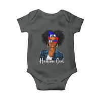Proud Haitian Afro Girl in Denim Jacket Style Graphic Baby Onesie Haiti Heritage Pride
