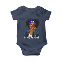 Proud Haitian Afro Girl in Denim Jacket Style Graphic Baby Onesie Haiti Heritage Pride