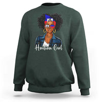 Proud Haitian Afro Girl in Denim Jacket Style Graphic Sweatshirt Haiti Heritage Pride