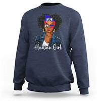 Proud Haitian Afro Girl in Denim Jacket Style Graphic Sweatshirt Haiti Heritage Pride