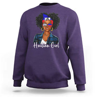 Proud Haitian Afro Girl in Denim Jacket Style Graphic Sweatshirt Haiti Heritage Pride