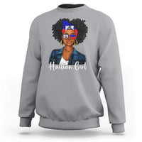 Proud Haitian Afro Girl in Denim Jacket Style Graphic Sweatshirt Haiti Heritage Pride
