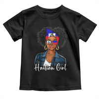 Proud Haitian Afro Girl in Denim Jacket Style Graphic Toddler T Shirt Haiti Heritage Pride