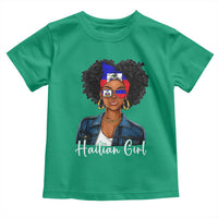 Proud Haitian Afro Girl in Denim Jacket Style Graphic Toddler T Shirt Haiti Heritage Pride