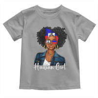 Proud Haitian Afro Girl in Denim Jacket Style Graphic Toddler T Shirt Haiti Heritage Pride
