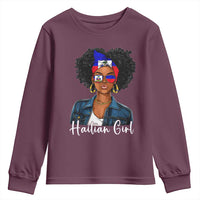 Proud Haitian Afro Girl in Denim Jacket Style Graphic Youth Sweatshirt Haiti Heritage Pride