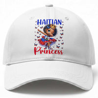 Cute Dabbing Haitian Princess Kids Graphic Baseball Cap Haiti Heritage Pride
