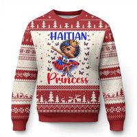 Cute Dabbing Haitian Princess Kids Graphic Ugly Christmas Sweater Haiti Heritage Pride