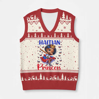 Cute Dabbing Haitian Princess Kids Graphic V-Neck Knit Sweater Vest Haiti Heritage Pride