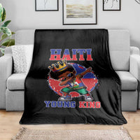 Haiti Young King Dabbing Boy Kids Graphic Throw Blanket Haitian Heritage Pride