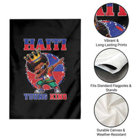 Haiti Young King Dabbing Boy Kids Graphic Garden Flag Haitian Heritage Pride