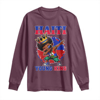 Haiti Young King Dabbing Boy Kids Graphic Long Sleeve Shirt Haitian Heritage Pride