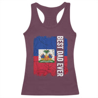 Best Dad Ever Haitian Papa Racerback Tank Top Vintage Distressed Haiti Flag Father's Day
