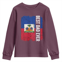 Best Dad Ever Haitian Papa Youth Sweatshirt Vintage Distressed Haiti Flag Father's Day