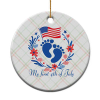 My First 4th of July Patriotic Cute Baby Footprints Ceramic Ornament American Flag Wreath America Holiday Milestone