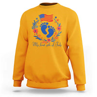 My First 4th of July Patriotic Cute Baby Footprints Sweatshirt American Flag Wreath America Holiday Milestone