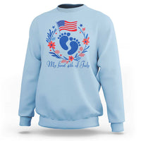 My First 4th of July Patriotic Cute Baby Footprints Sweatshirt American Flag Wreath America Holiday Milestone