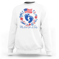 My First 4th of July Patriotic Cute Baby Footprints Sweatshirt American Flag Wreath America Holiday Milestone