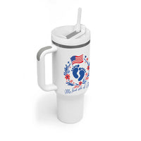 My First 4th of July Patriotic Cute Baby Footprints Tumbler With Handle American Flag Wreath America Holiday Milestone