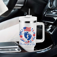 My First 4th of July Patriotic Cute Baby Footprints Tumbler With Handle American Flag Wreath America Holiday Milestone