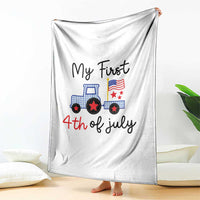 My First 4th of July Patriotic Tractor Cute Throw Blanket American Flag Infant Independence Holiday Milestone