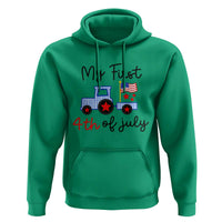 My First 4th of July Patriotic Tractor Cute Hoodie American Flag Infant Independence Holiday Milestone