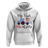 My First 4th of July Patriotic Tractor Cute Hoodie American Flag Infant Independence Holiday Milestone