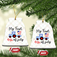 My First 4th of July Patriotic Tractor Cute Ceramic Ornament American Flag Infant Independence Holiday Milestone