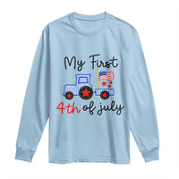My First 4th of July Patriotic Tractor Cute Long Sleeve Shirt American Flag Infant Independence Holiday Milestone