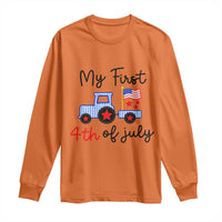My First 4th of July Patriotic Tractor Cute Long Sleeve Shirt American Flag Infant Independence Holiday Milestone