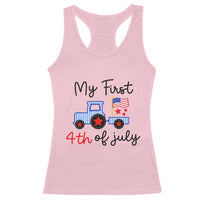 My First 4th of July Patriotic Tractor Cute Racerback Tank Top American Flag Infant Independence Holiday Milestone