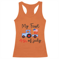 My First 4th of July Patriotic Tractor Cute Racerback Tank Top American Flag Infant Independence Holiday Milestone