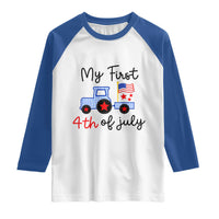 My First 4th of July Patriotic Tractor Cute Raglan Shirt American Flag Infant Independence Holiday Milestone
