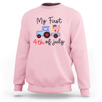 My First 4th of July Patriotic Tractor Cute Sweatshirt American Flag Infant Independence Holiday Milestone