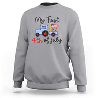 My First 4th of July Patriotic Tractor Cute Sweatshirt American Flag Infant Independence Holiday Milestone
