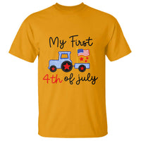 My First 4th of July Patriotic Tractor Cute T Shirt American Flag Infant Independence Holiday Milestone