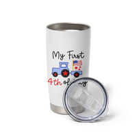 My First 4th of July Patriotic Tractor Cute Tumbler Cup American Flag Infant Independence Holiday Milestone