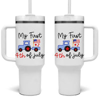 My First 4th of July Patriotic Tractor Cute Tumbler With Handle American Flag Infant Independence Holiday Milestone