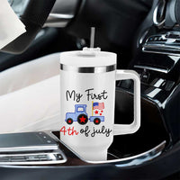 My First 4th of July Patriotic Tractor Cute Tumbler With Handle American Flag Infant Independence Holiday Milestone