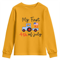 My First 4th of July Patriotic Tractor Cute Youth Sweatshirt American Flag Infant Independence Holiday Milestone