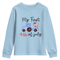 My First 4th of July Patriotic Tractor Cute Youth Sweatshirt American Flag Infant Independence Holiday Milestone