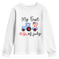 My First 4th of July Patriotic Tractor Cute Youth Sweatshirt American Flag Infant Independence Holiday Milestone